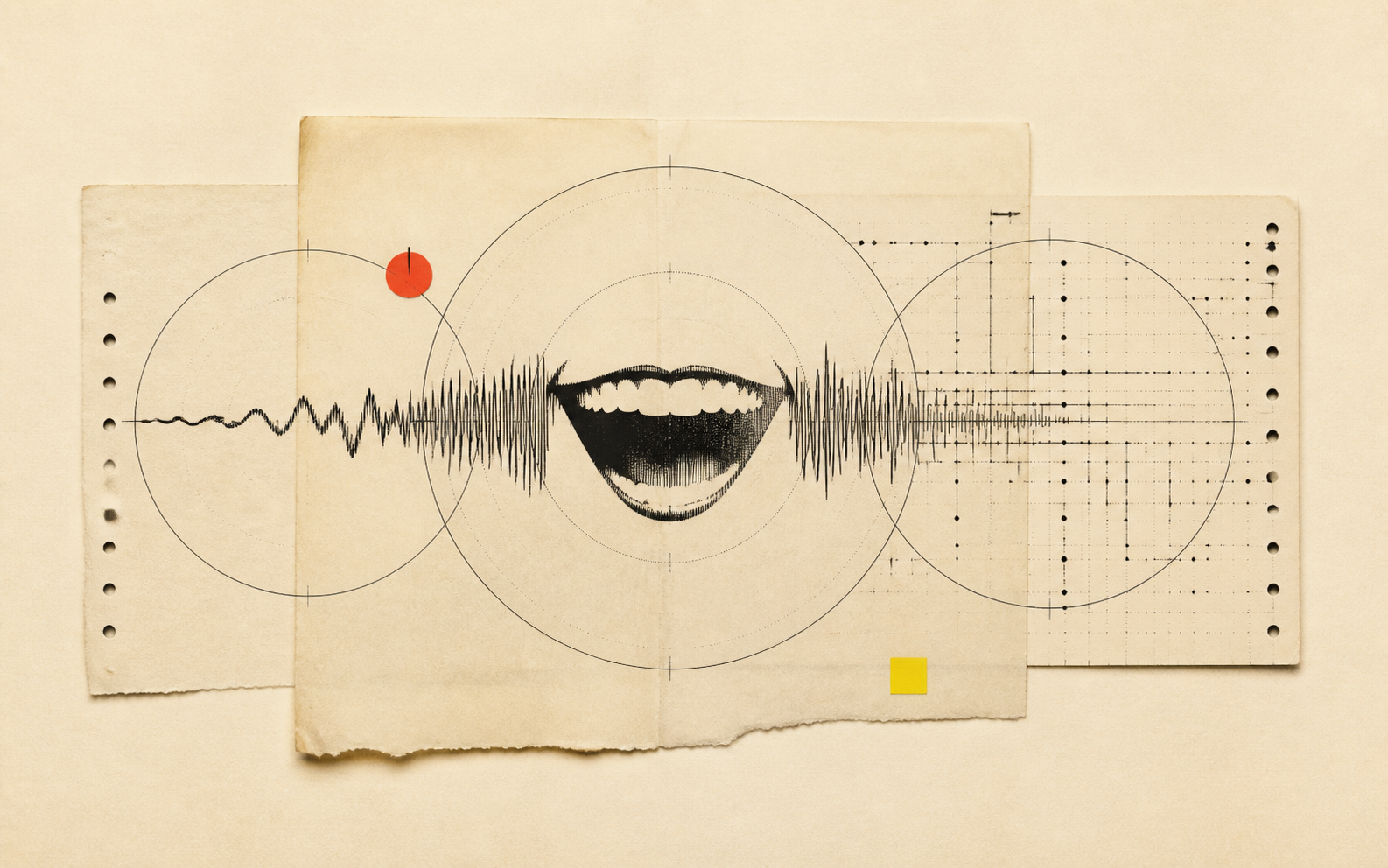 A laugh waveform becoming machine geometry